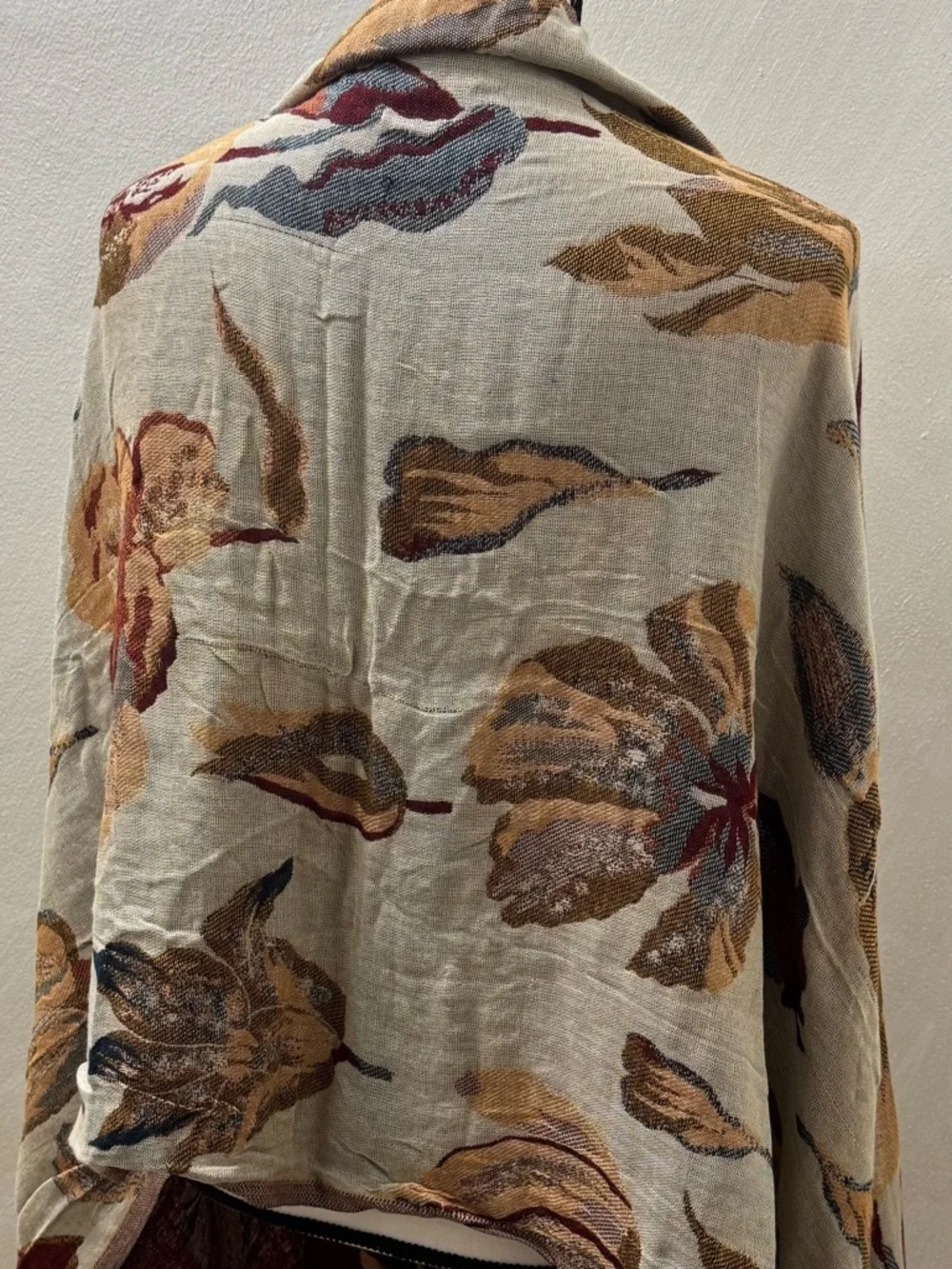Elizabeth Gillett Tulip-Jacquard-Red 28”x70” Reversible Viscose Scarf Wrap